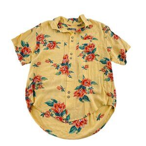 Lizwear Floral Yellow Button-Up Shirt size‎ Small Liz Claiborne Vintage